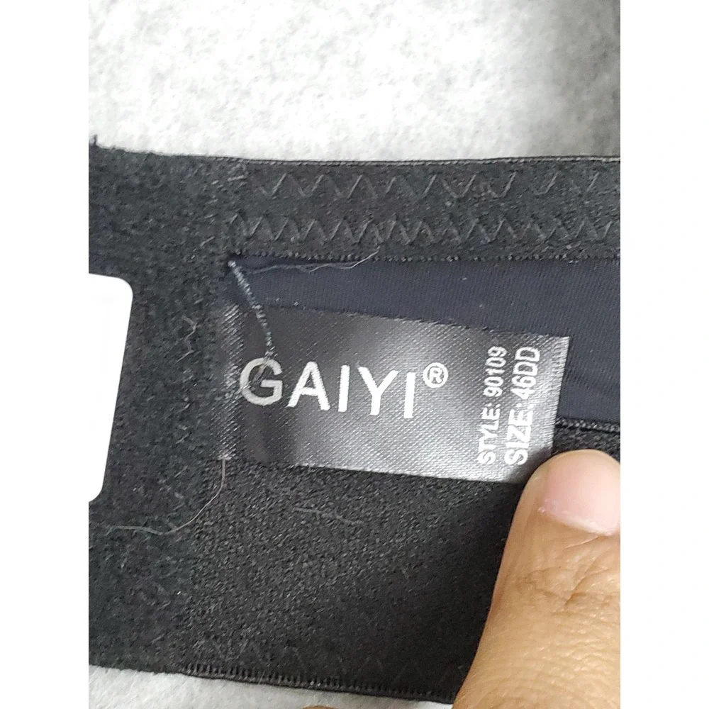 GAIYI Women Bra 46DD Black Longline T Shirt Underwired Lace Strap NWT